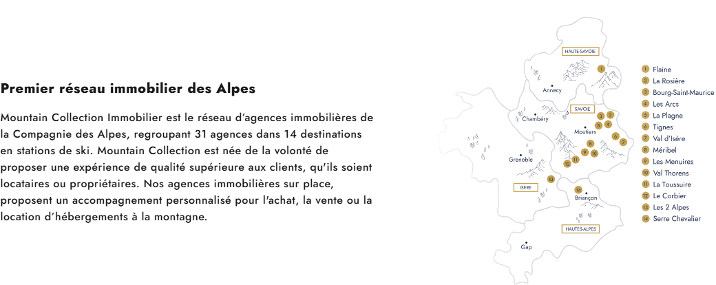 Carte des stations Mountain Collection dans les Alpes